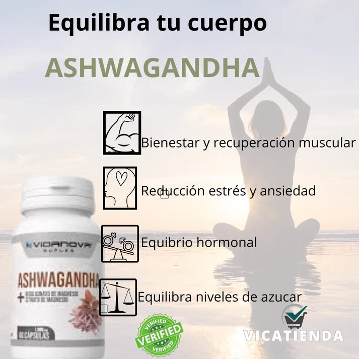 ⭐ Ashwagandha + Magnesio 1000mg 60 CAPS ♂️🚶