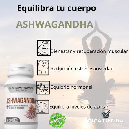 ⭐ Ashwagandha + Magnesio 1000mg 60 CAPS ♂️🚶